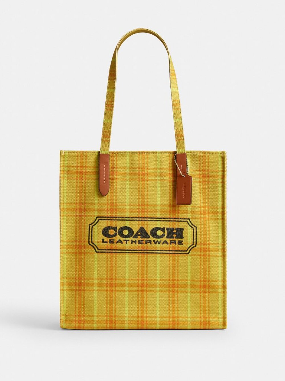 Coach Canvas Tote Bag With Plaid Print